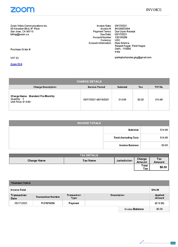 Download USA Zoom invoice template Photoshop template